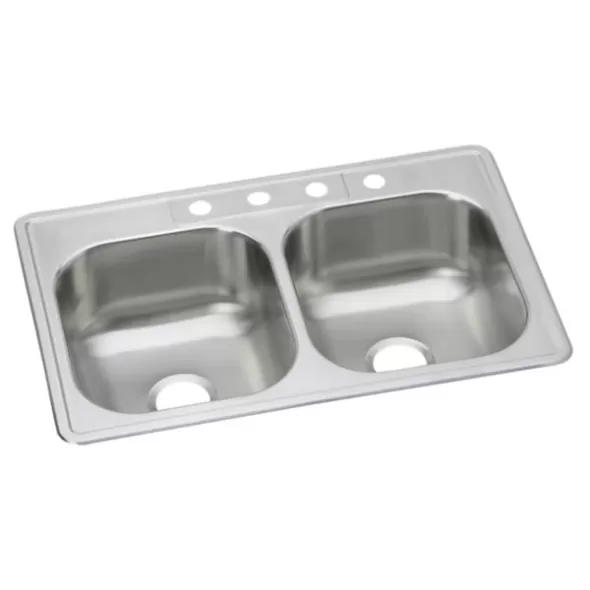Dayton Double Bowl Drop-In Sink, 33" x 22" x 8" Stainless Steel 20 GA | DSE233224