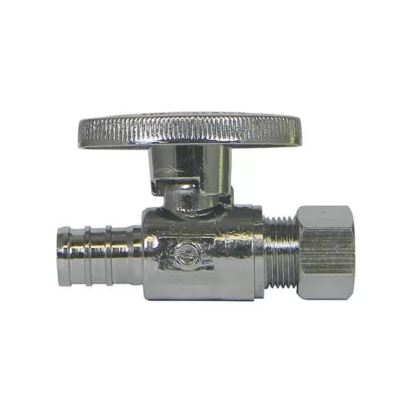 Straight Stop Valve 1/2" x 3/8", Lead Free Brass, PEX x OD CP Quarter Turn | 5421-232
