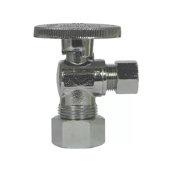 Angle Supply Stop Valve 5/8" x 3/8", Lead Free Brass, Quarter Turn Compression x Compression | 5421-235