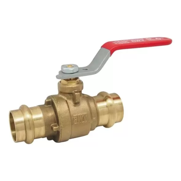 Red-White 2-Piece Ball Valve Brass 1" Dual EzPress Ends | 5020AB1