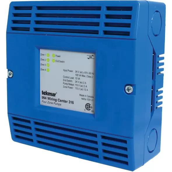 Tekmar Wiring Center, 2.25" L x 5.5" W x 5.5" H Plastic | 316