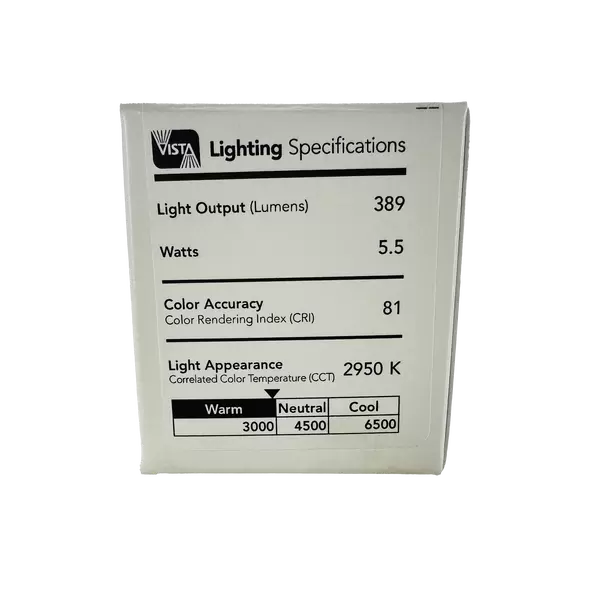 Vista MR16 Led Lamp Ww 5.5 W 60 Deg Ln16-5.5-W-60-A-Led