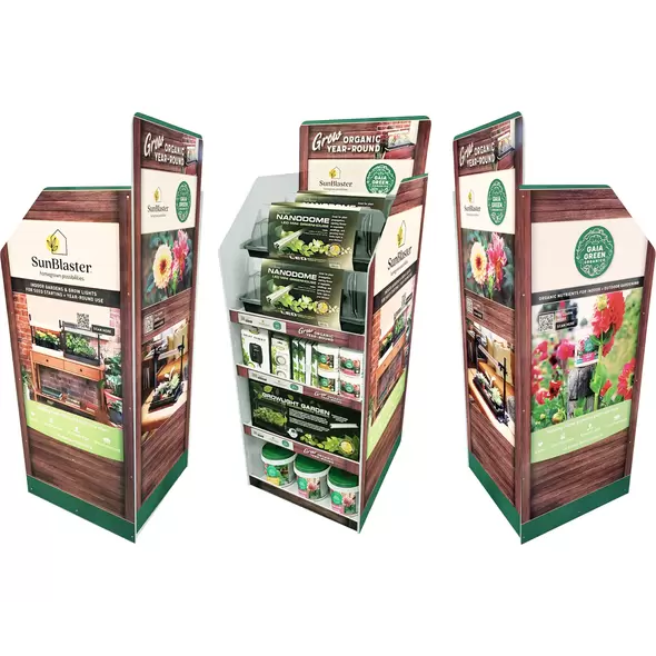 Gaia Green & SunBlaster Free-Standing Displayer, (with product)