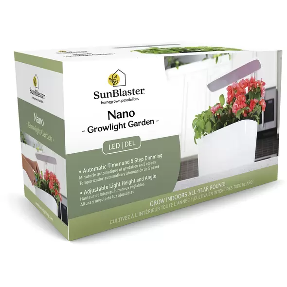 SunBlaster Nano Growlight Garden, w/ LED Grow Light, Timer and Adapter