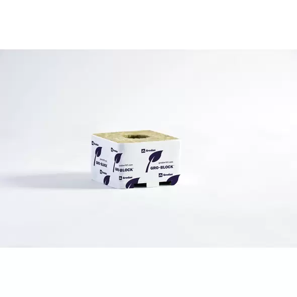 Grodan Gro Block Improved GR6.5 Small 4" w/Hole, 4" x 4" x 2.6" Shrink wrapped/Strip