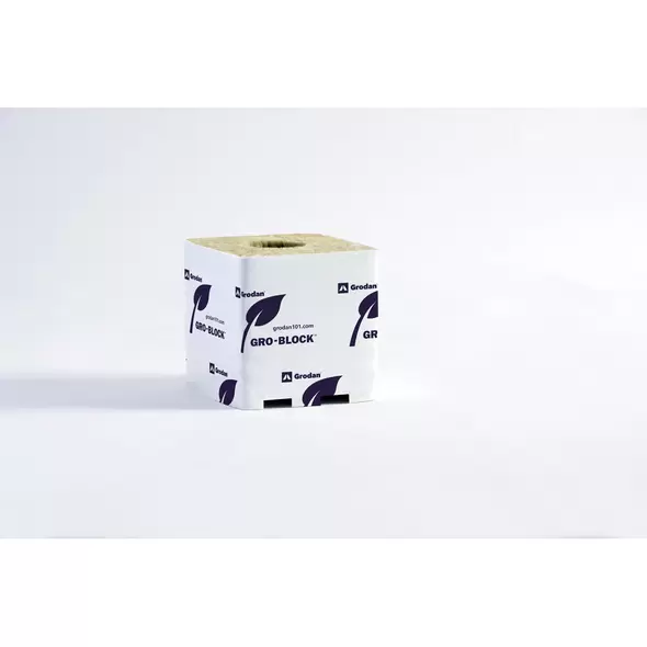 Grodan Gro Block Improved GR10 Large 4" w/Hole 4" x 4" x 4" Shrink wrapped/Strip, (case of 144 blocks)