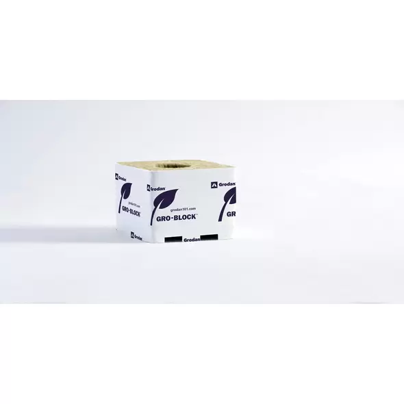 Grodan Gro Block Improved GR7.5 Medium 4" w/Hole 4" x 4" x 3.1" Shrink wrapped/Strip