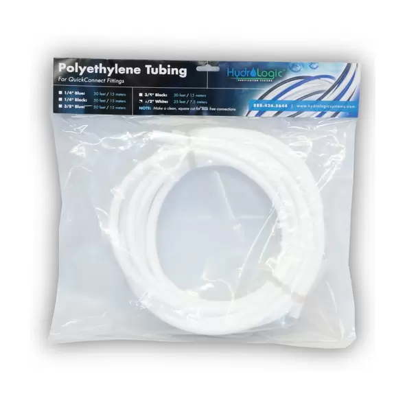 Hydrologic Polyethylene Tubing, 25', White, 1/2"