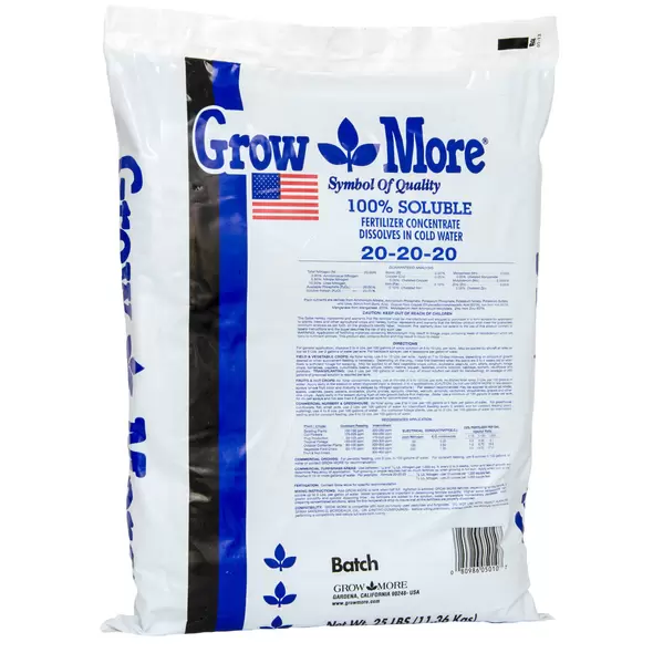 Grow More Water Soluble 20-20-20, 25 lbs