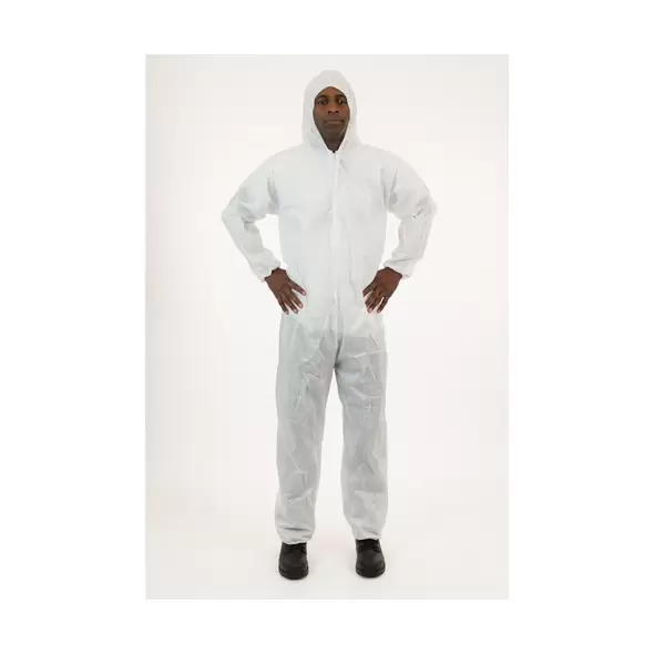 International Enviroguard White SMS Coverall with Hood, Size X-Large, case of 25
