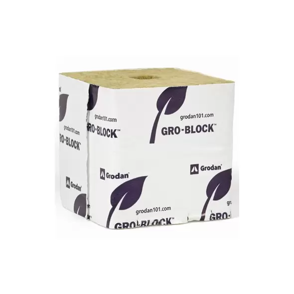 Grodan Gro-Block Improved GR10 - Large 4" (4x4x4) w/Hole - Strip - Carton (144/ Carton)