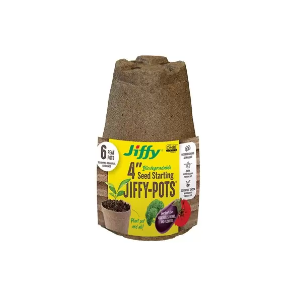 Jiffy 6pk 4" Round Peat Pots