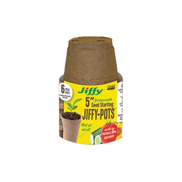 Jiffy 6pk 5" Round Peat Pots