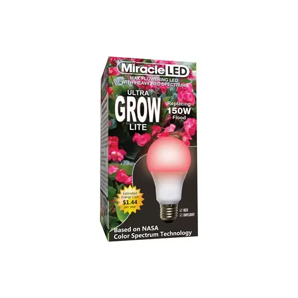 Miracle LED Commercial Hydroponic Ultra Grow Lite - Replaces up to 150W - Red Spectrum Daylight A19 LED Grow Light Bulb
