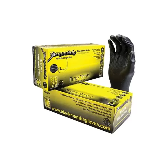 BMG 100ct Box Black Torque Grip Nitrile 7.5mil Large