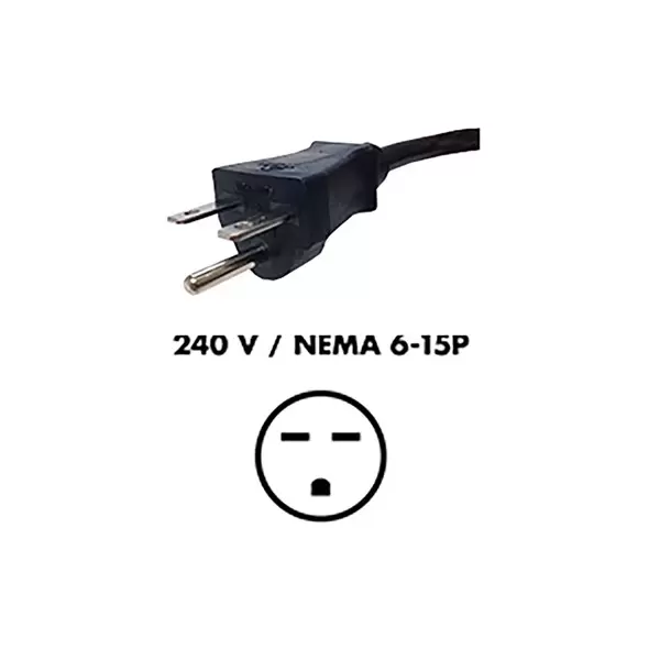Fluence AC Cord, 6' ( 1829mm ), NEMA 6-15P Plug to M19 Push Lock Connector, Max 250V AC 10/CS