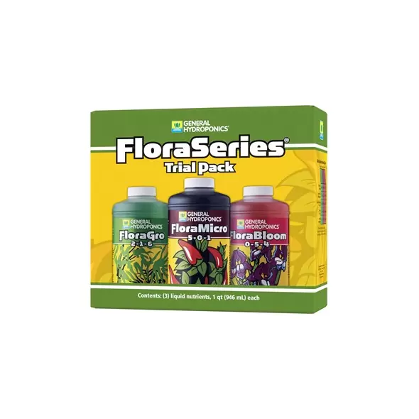 General Hydroponics 3pc 32oz Flora Series Trial Pack w/ FloraGro, FloraMicro, FloraBloom (208/PL)