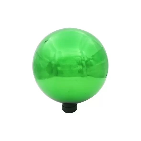 Gardener Select 10" Metallic Green Orb Glass Garden Globe