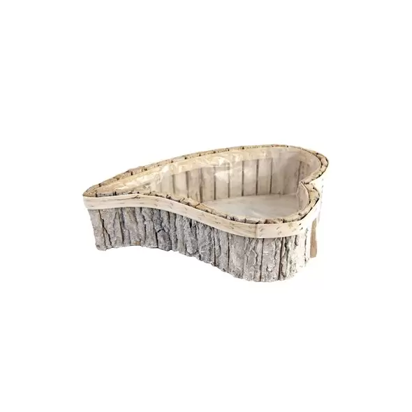 Gardener Select 15"x11.5"x4" White Woodchip Heart Flower Basket Planter with Plastic Liner
