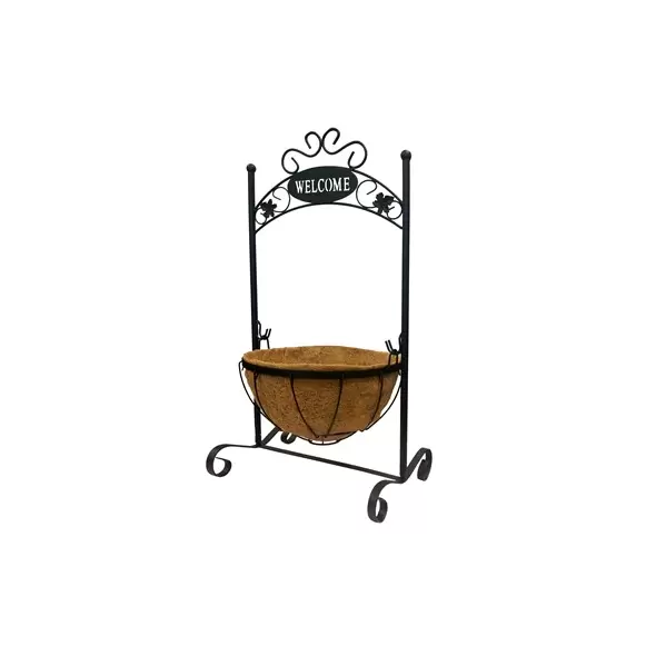 Gardener Select 26" Black Welcome Planter Stand with Basket 14"wx10"dx26"h 6/CS