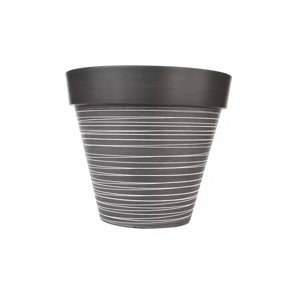 Gardener Select 14" Carved Finish with White Lines Light Grey Planter