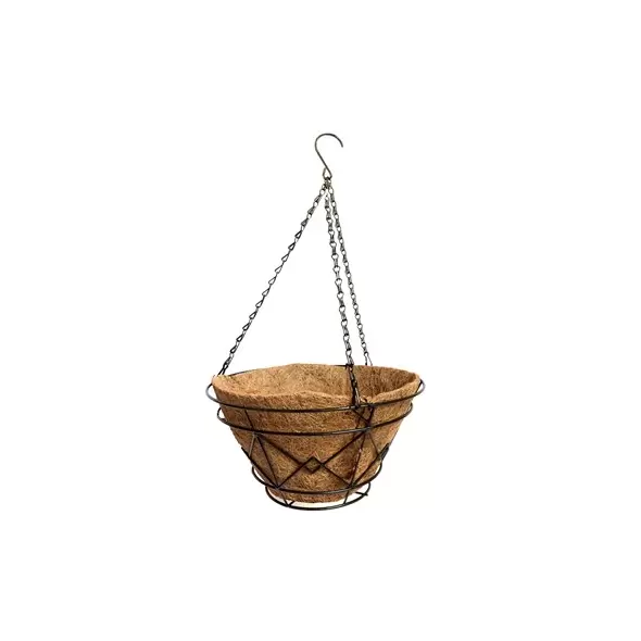 Gardener Select 12" Black Round Plaid Bucket Hanging Basket 12"wx6"h 6/CS