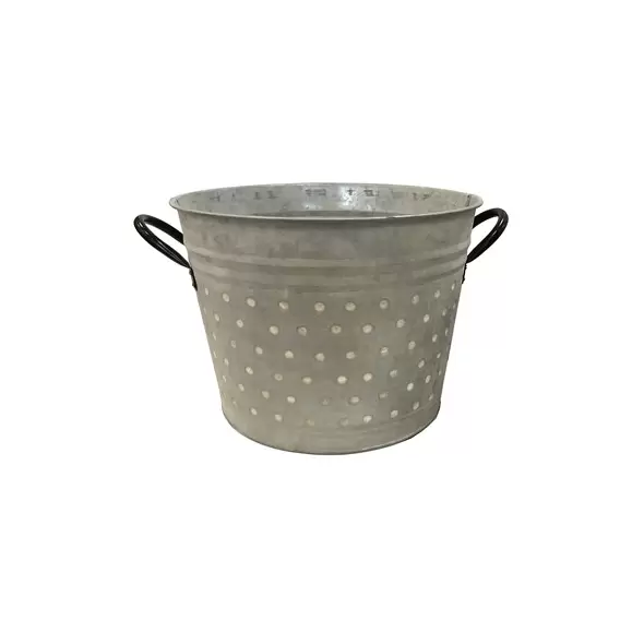 Gardener Select 11.8" White Metal Planter with Dot Design & Handles