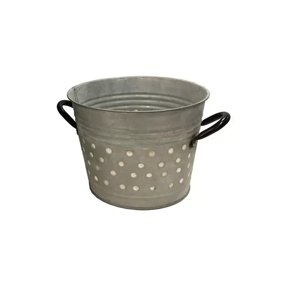 Gardener Select 8" White Metal Planter with Dot Design & Handles