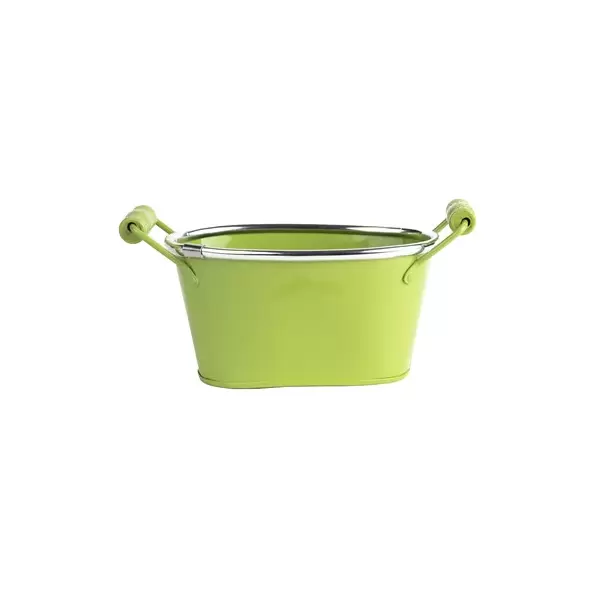 Gardener Select 6" Zinc Oval Planter with Handles Green 6.1"x3.5"x3.2"