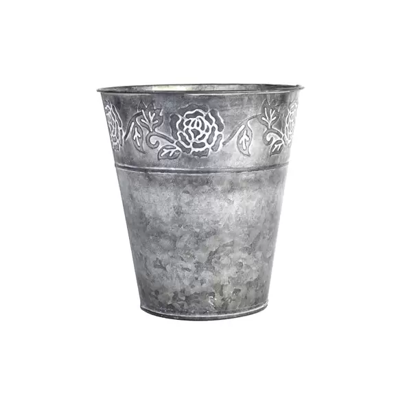 Gardener Select 7" Zinc Embossed Rose Planter Metal 6.9"x6.9"x7.7"