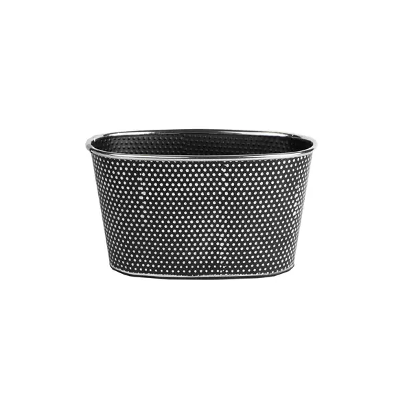 Gardener Select 10" Zinc Oval Planter Black with White Dot 9.5"x5.7"x5.5"