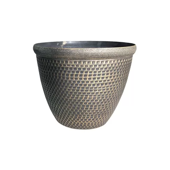 Grower Select 12" Cromarty Planter Black w/Gold Brush 16/CS 3.1gal