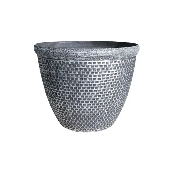 Grower Select 12" Cromarty Planter Black w/Silver Brush 16/CS 3.1gal