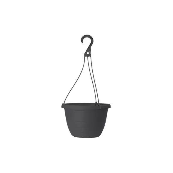 Grower Select 13.00 Everest Hanging Basket, With 18in Hanger, Black, 64 per Case, 12.99in OD x 7.48in H, 2.8 Gallon