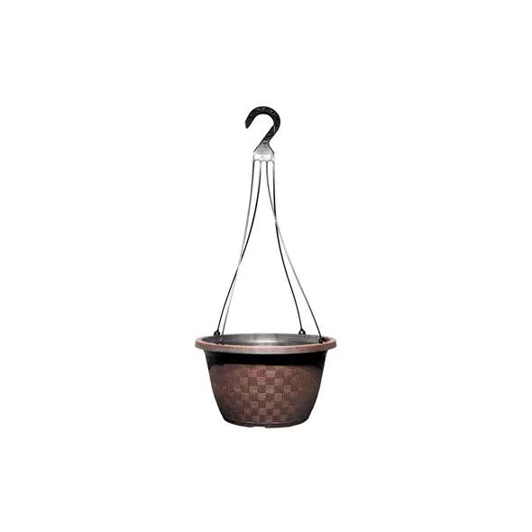 Grower Select 12.00 Weave Hanging Basket With Plastic Hanger & Dish Chestnut 50/CS