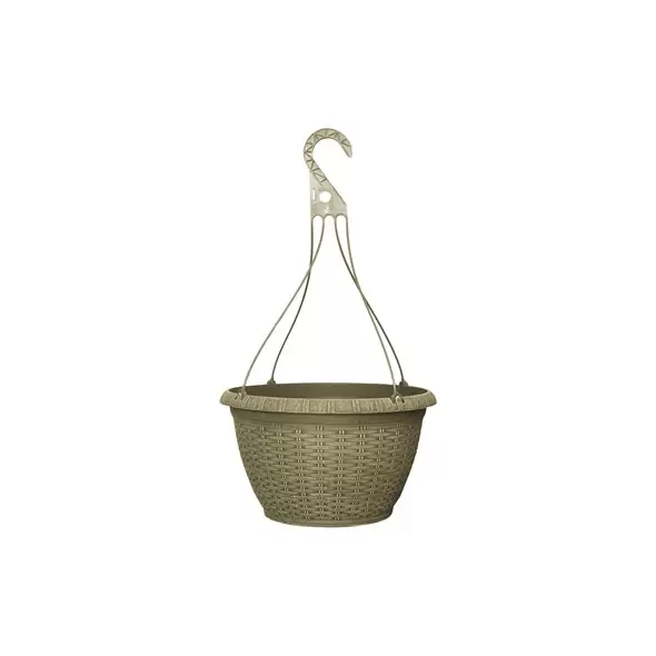 Grower Select 13.00 Wicker Hanging Basket with Hanger ACP Aged Cappuccino 2.62gal 50/CS - 13in OD x 7.5in H