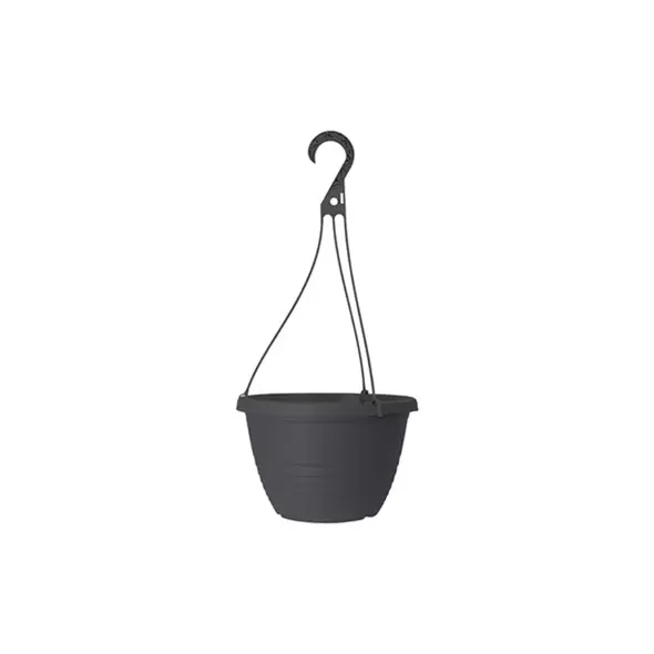 Grower Select 10.00 Everest Hanging Basket, With 18in Hanger, Black, 70 per Case, 10.08in OD x 6.99in H, 1.5 Gallon