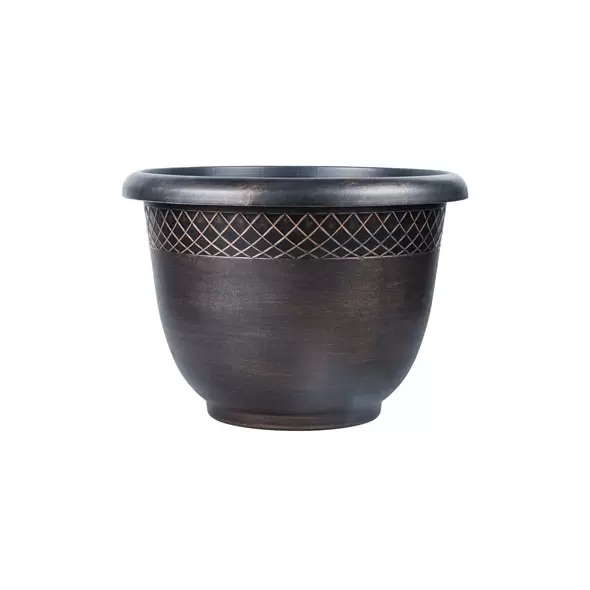 Grower Select 17.72 Fancy Roll Rim Pot Black / Copper Wash 28 Liter 7.4gal 12/CS - 17.72in OD X 12.6in H LF1106