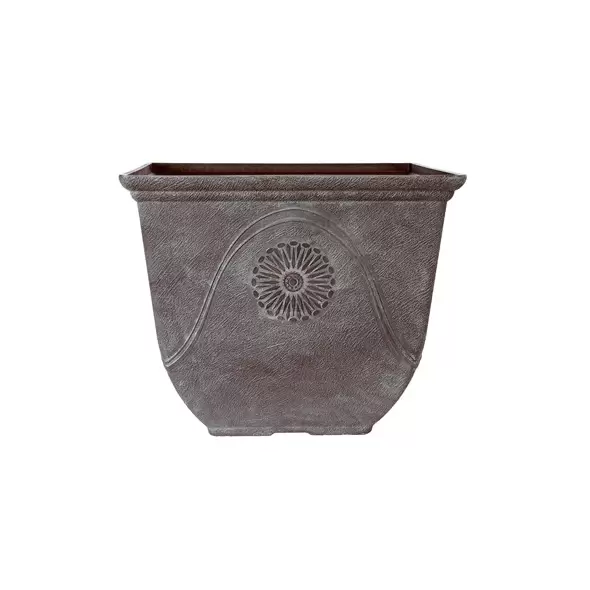 Grower Select 14.50 Anaheim Square Planter Antique Slate 15/CS, 14.5in OD x 12.0in H x 7.5in BD, 25.2 Liters. 6.7 Gallons
