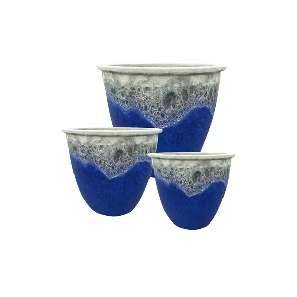 MCarr 3pc Flat Rim Planter Pallet Volcanic Light Blue