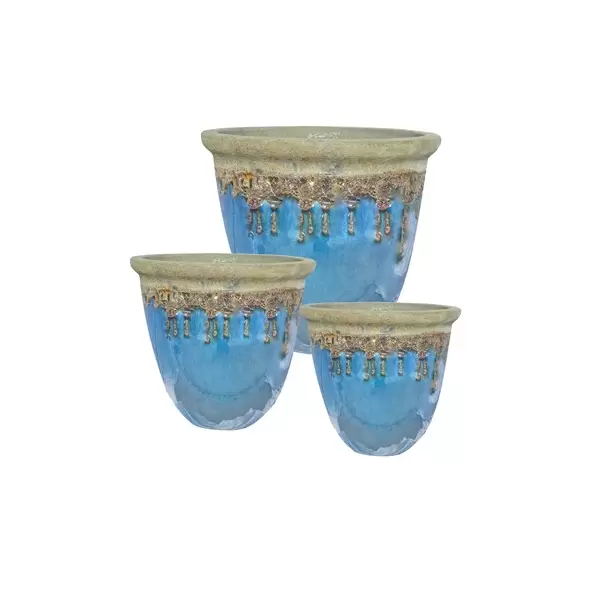 MCarr 3pc Flat Rim Planter Pallet Volcanic Ultra Marine