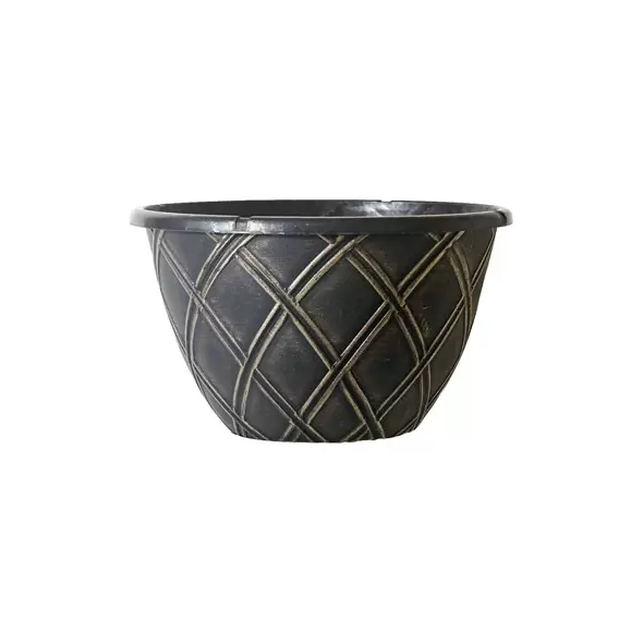 Grower Select 12.00 Lattice Hanging Basket Black w/ Gold Brush w/ 18.00 4-Strand Hanger 50/CS