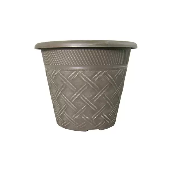 Grower Select 11.00 Nondas Lattice Pot ACP Aged Cappuccino 1.9gal 50/CS - 10.827in OD x 9.5in ID x 8.734in H