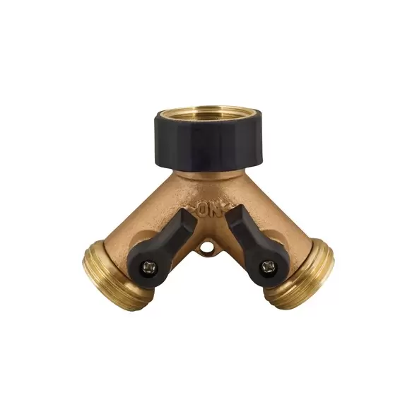 Melnor 2 Way Metal Hose Connector W/ Shut Off Valves