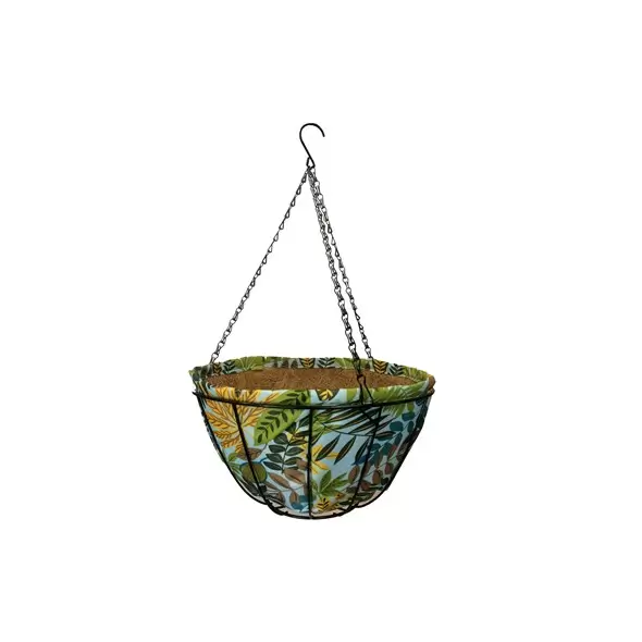 Gardener Select 12" Hanging Basket Green Light Blue Fabric Color with Coco Liner 6/CS