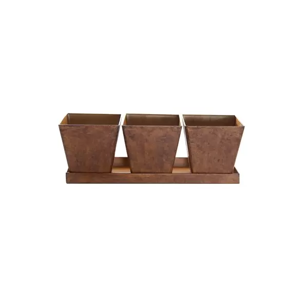 Gardener Select 3 Square Pots with Tray Rusty 12"x4"x4.1" 24/CS