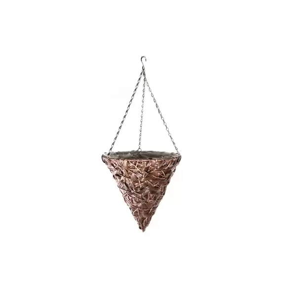Gardener Select 14" Hanging Basket Cone Brown Wicker 3 Strand Hanger 6/CS