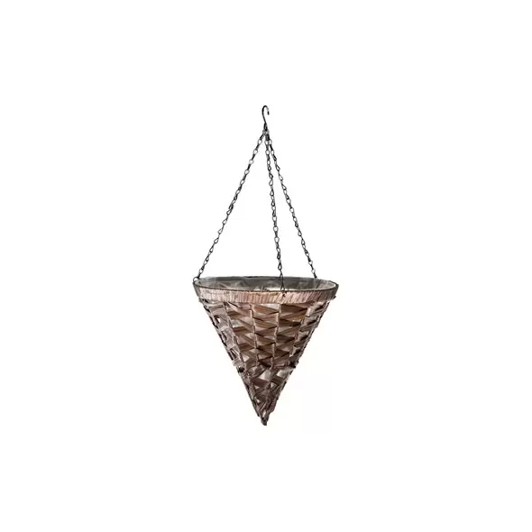 Gardener Select 14" Hanging Basket Cone Coffee Wicker 3 Strand Hanger 6/CS