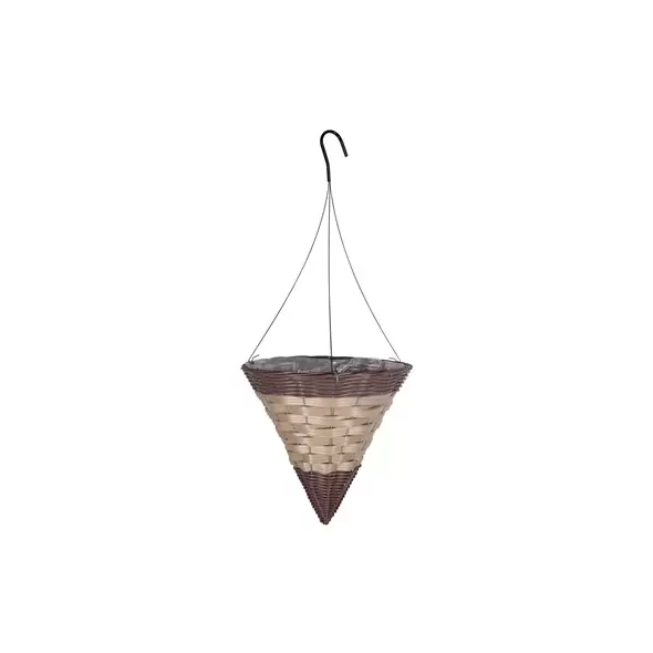 Gardener Select 14" Cone Hanging Basket Dark Brown Tan Band Wicker 20/CS
