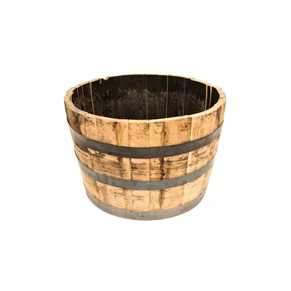 Real Wood 26" Half Oak Barrel Planter